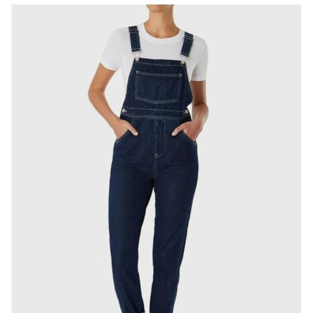 We Wore What Jean Bib Overalls Womens Small Blue Denim‎ Straight Leg Boho